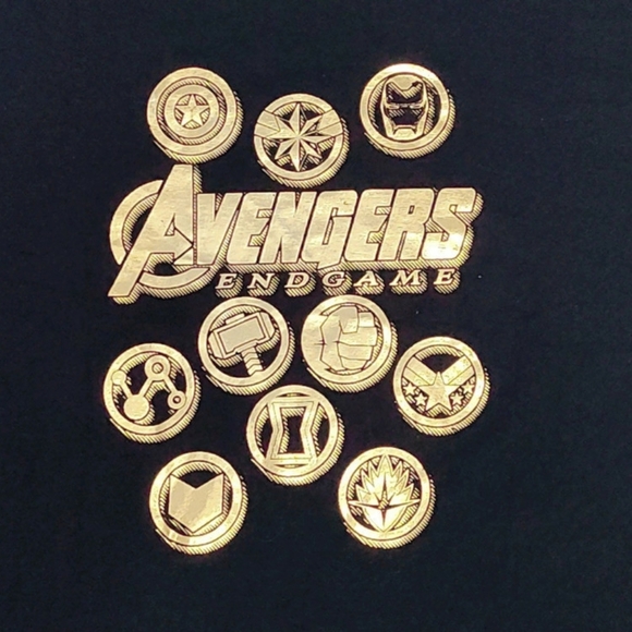 Marvel Avengers Endgame Gold Tone Graphic Black T-Shirt Mens 2XL - Picture 2 of 4